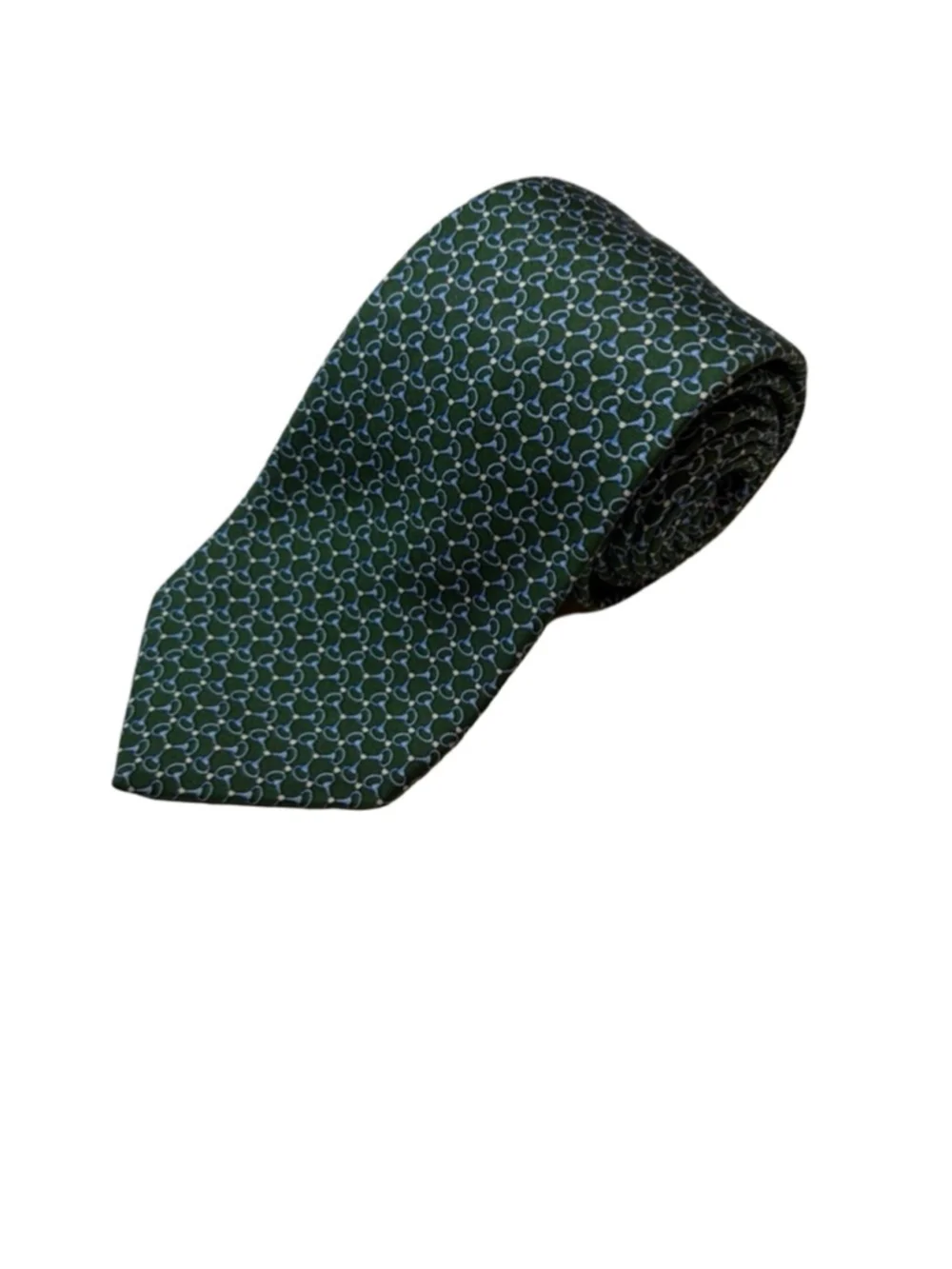 Brooks Brothers Silk Tie Green Equestrian Horsebit Print USA Prep